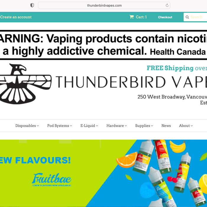 Thunderbird Vapes website