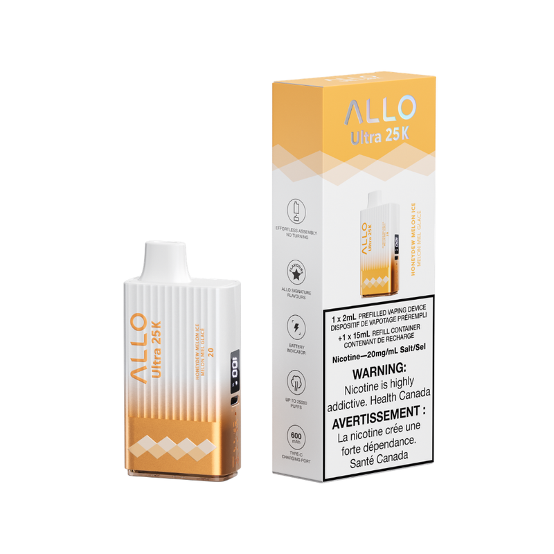 Allo Ultra 25K Puff Disposable Vape 20mg Honeydew Melon Ice