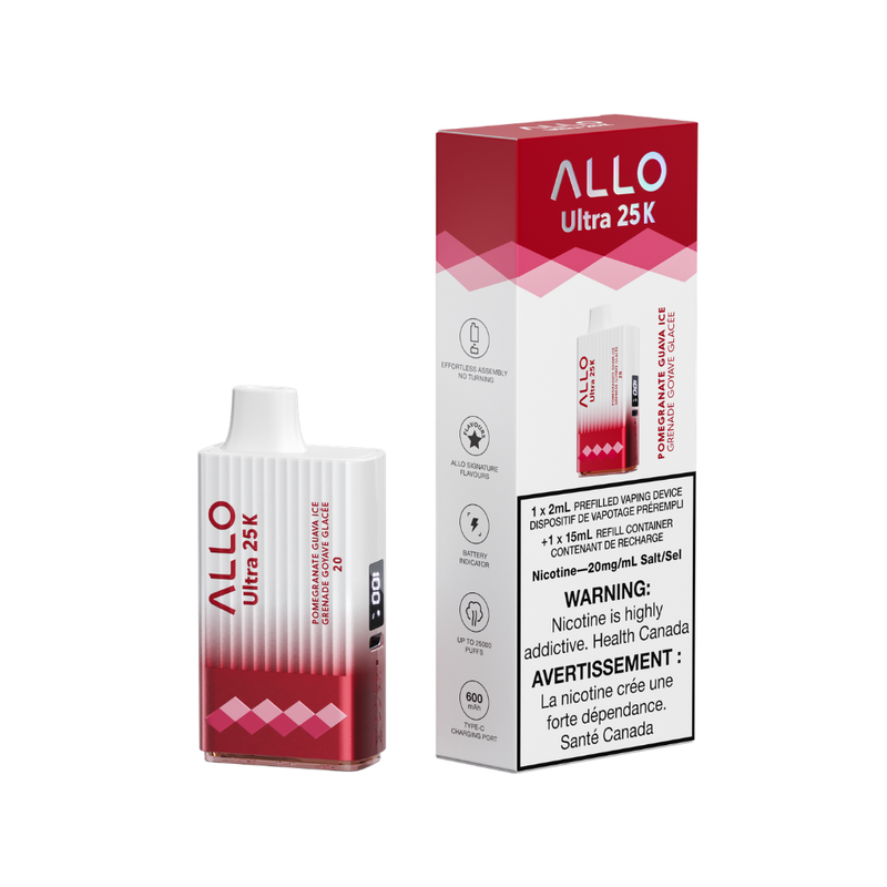 Allo Ultra 25K Puff Disposable Vape Pomegranate Guava Ice 20mg 