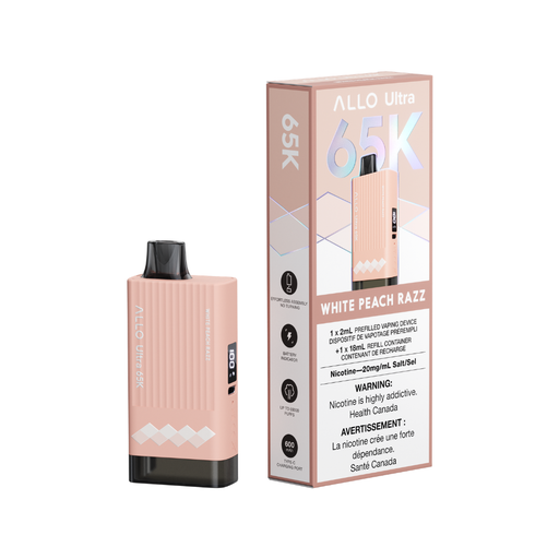 ALLO Ultra 65K disposable vape device WHITE PEACH RAZZ