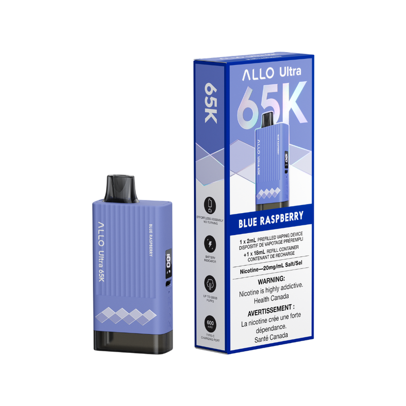 ALLO Ultra 65K disposable vape device  Blue Raspberry flavour