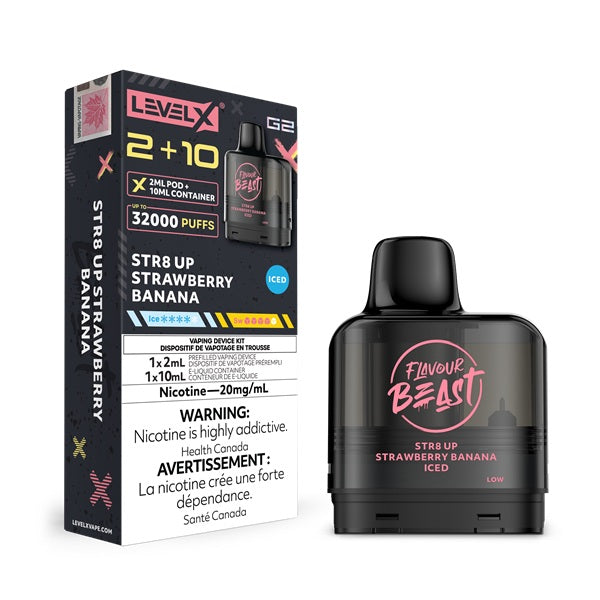 Flavour Beast Level X G2 Pod - Str8 Up Strawberry Banana Iced